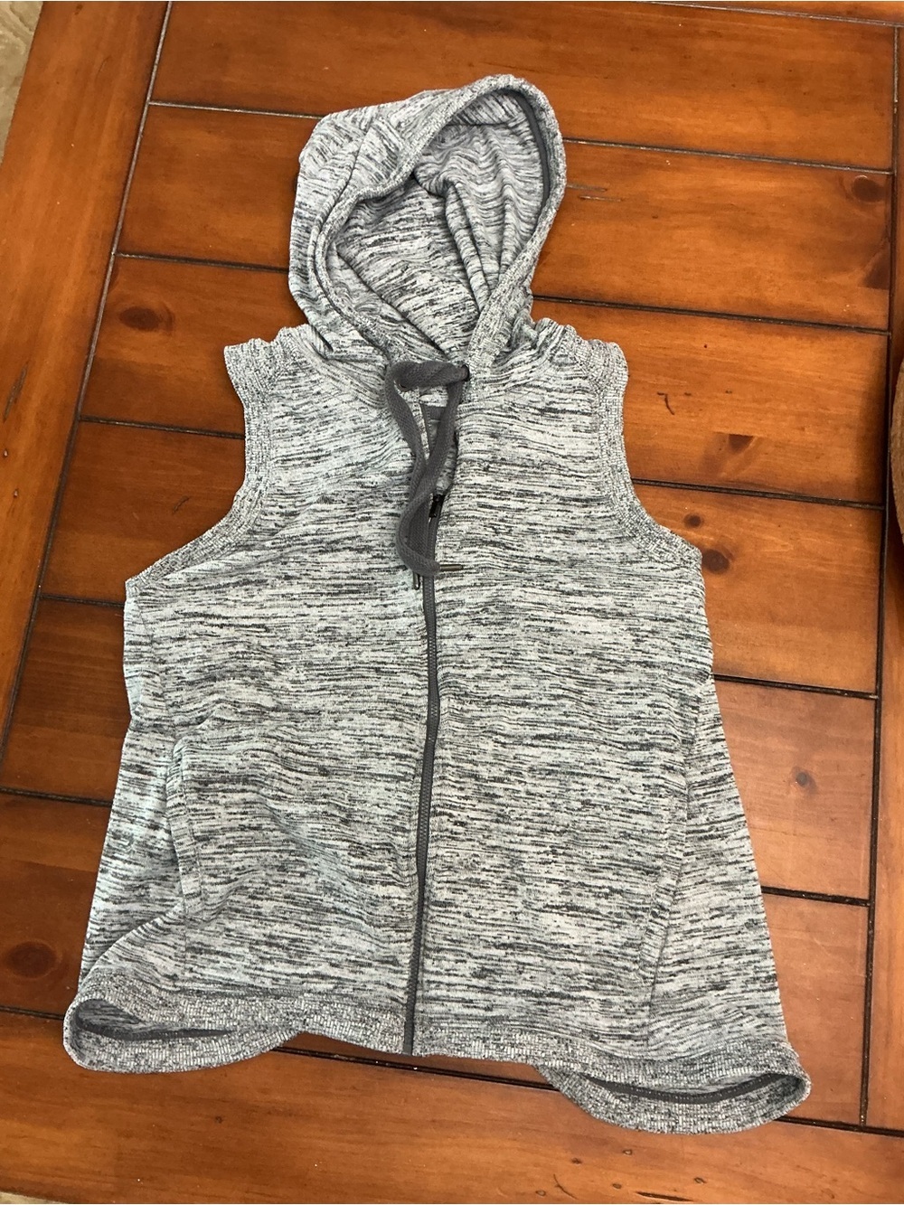 Athleta Grey Marled Hooded Sleeveless Zip Vest XS